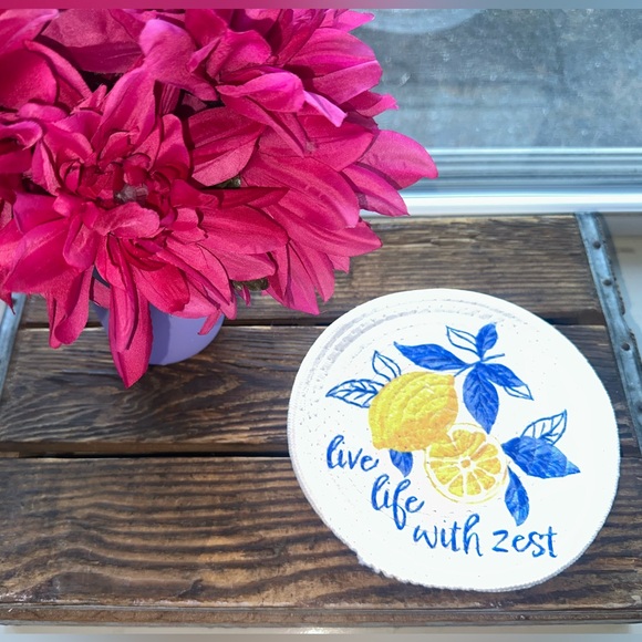 Source Unknown Other - Live Life With Zest Lemon Decorative Round Trivet